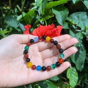 8MM Mixed Stone Bead Stretchy Bracelet